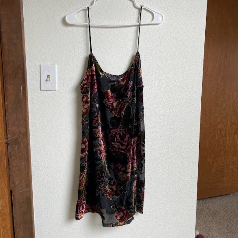 Lilac Wine Velour Sheer Floral Mini Dress